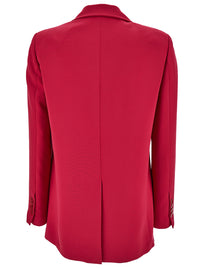 Leplain Women Fuchsia Double-Breasted Jacket With Peaked Revers And Tonal Buttons In Stretch Fabric Woman