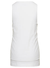 BOTTEGA VENETA Bottega Veneta Women White Ribbed Tank Top With Embroidered Crystal Embellishment In Jersey Woman