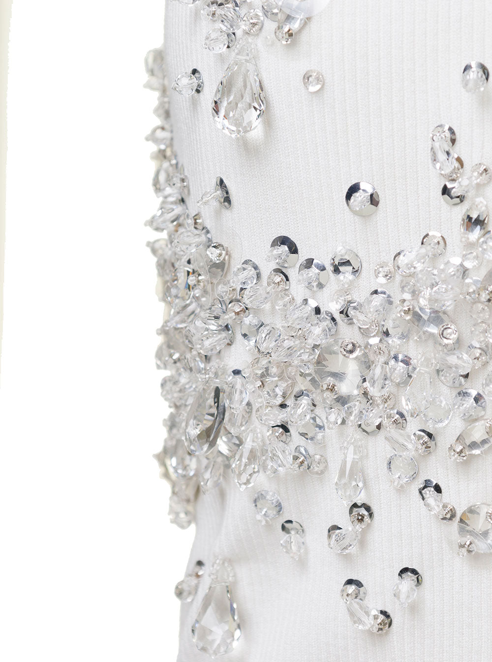 BOTTEGA VENETA Bottega Veneta Women White Ribbed Tank Top With Embroidered Crystal Embellishment In Jersey Woman