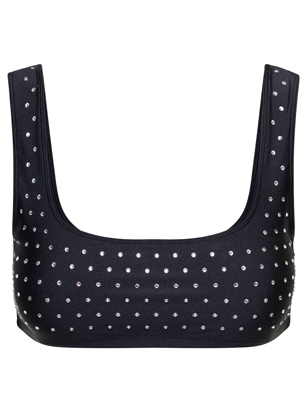 The Andamane Women Black Sports Bra With Crystals In Polyammide Woman