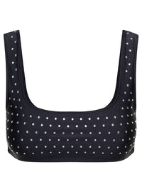 The Andamane Women Black Sports Bra With Crystals In Polyammide Woman