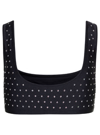 The Andamane Women Black Sports Bra With Crystals In Polyammide Woman