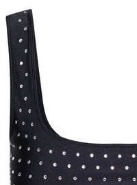 The Andamane Women Black Sports Bra With Crystals In Polyammide Woman