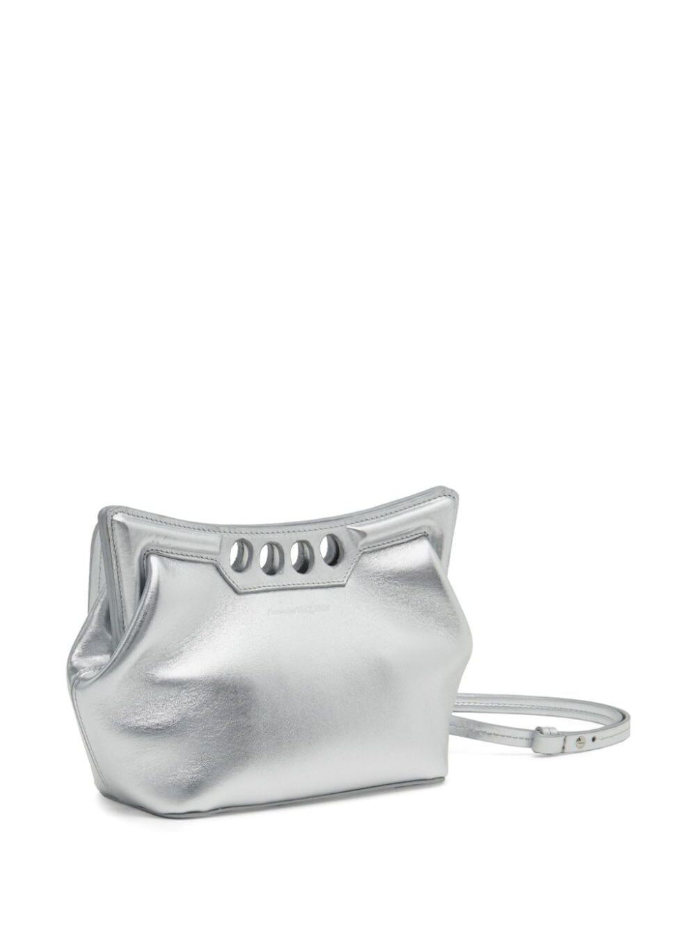 Alexander Mcqueen Women 'Peak Mini' Silver Handbag In Leather Woman