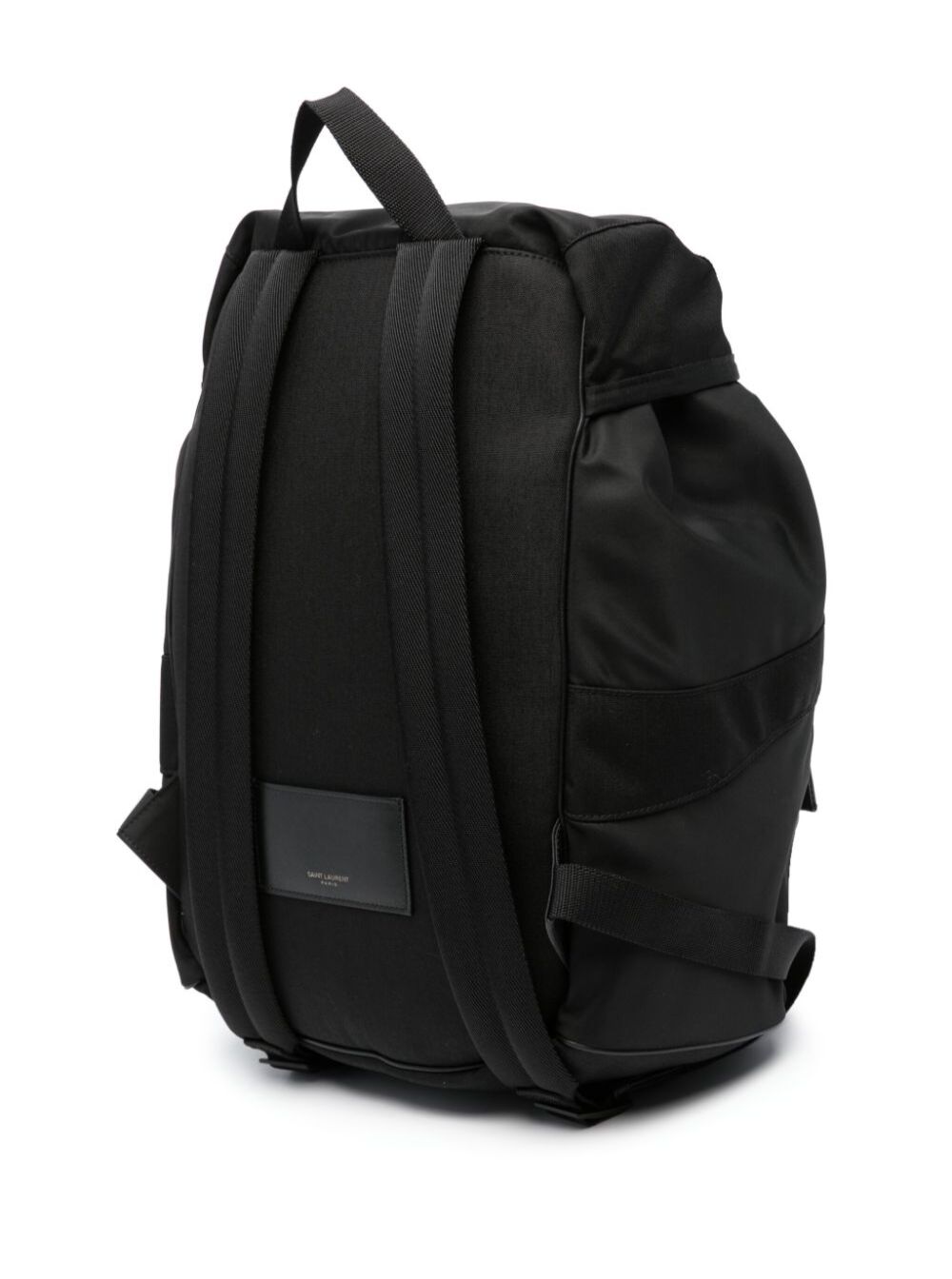 SAINT LAURENT Saint Laurent Men Black Backpack With Tonal Logo Lettering Embroidery In Recycled Nylon Man