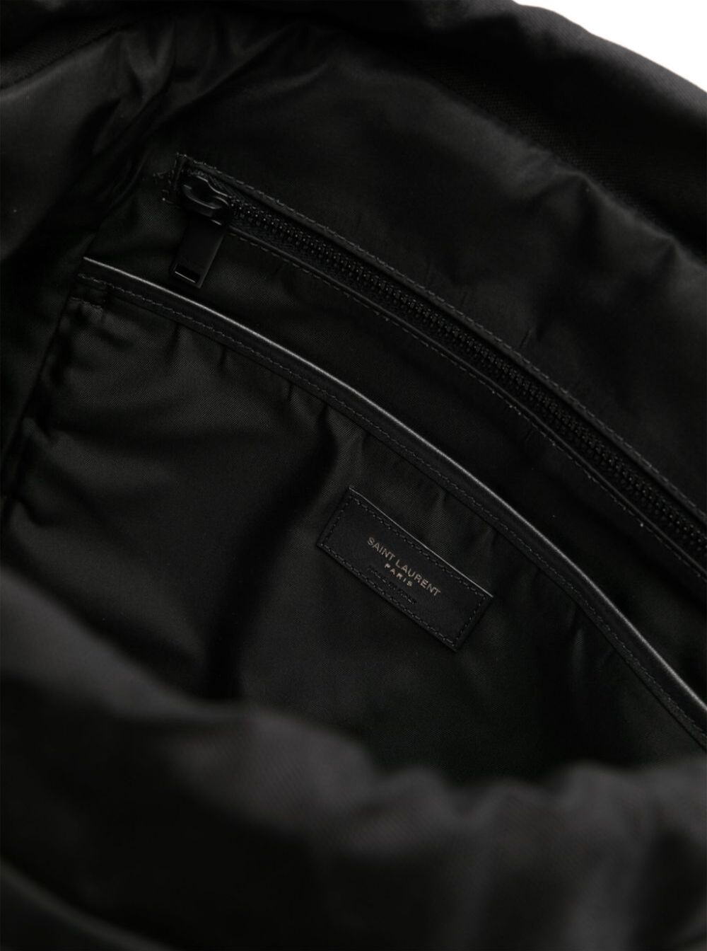 SAINT LAURENT Saint Laurent Men Black Backpack With Tonal Logo Lettering Embroidery In Recycled Nylon Man