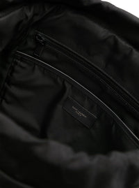 SAINT LAURENT Saint Laurent Men Black Backpack With Tonal Logo Lettering Embroidery In Recycled Nylon Man