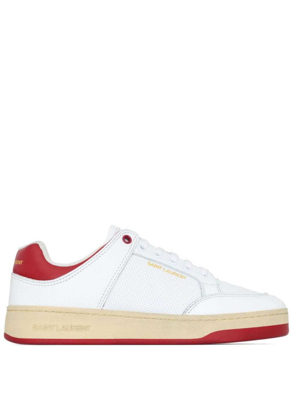 SAINT LAURENT Saint Laurent Men White And Red Low Top Sneakers With Logo Detail In Leather Man