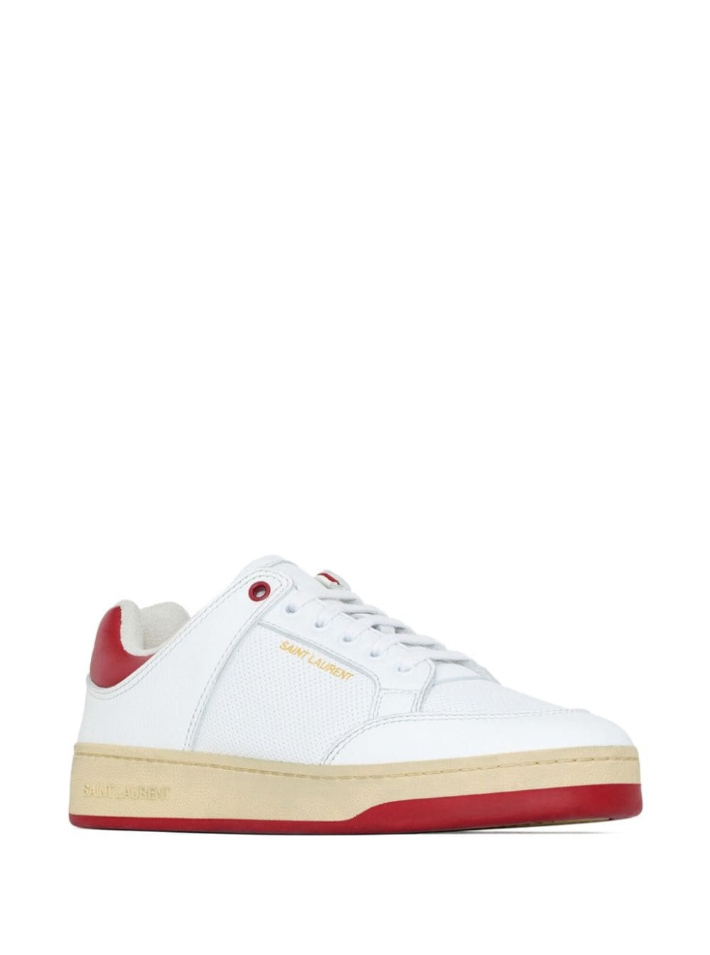 SAINT LAURENT Saint Laurent Men White And Red Low Top Sneakers With Logo Detail In Leather Man