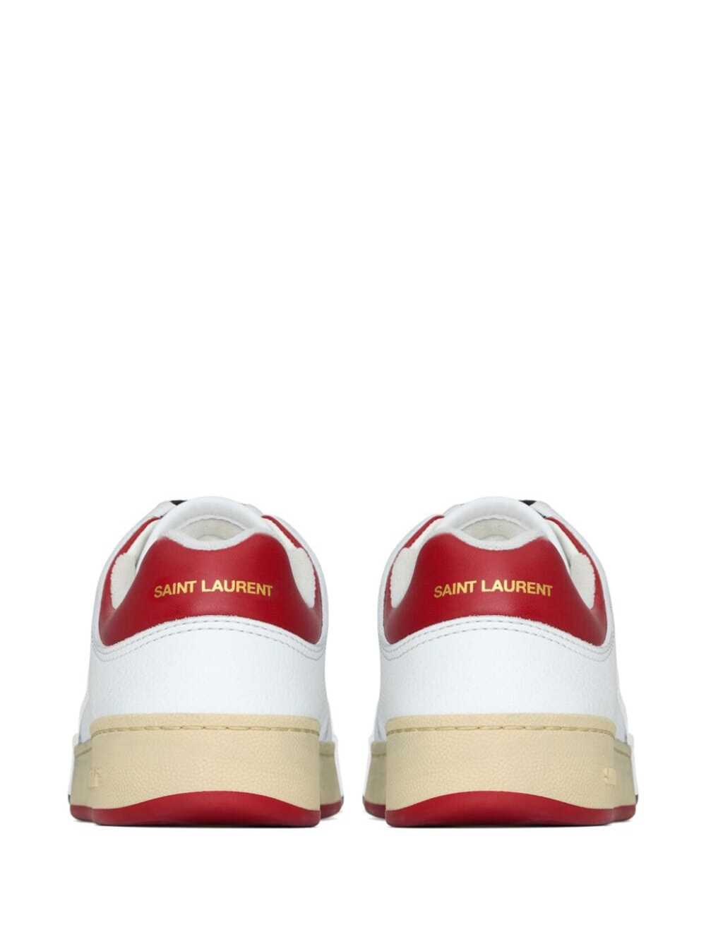 SAINT LAURENT Saint Laurent Men White And Red Low Top Sneakers With Logo Detail In Leather Man