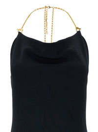 BOTTEGA VENETA Bottega Veneta Women Midi Black Dress With Chain Strap In Double Viscose Woman