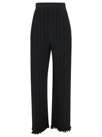 Lanvin Women Black Pleated Pants With Invisible Zip In Crêpe De Chine Woman