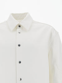 Jil Sander Men White Shirt With Embossed Logo In Denim Man