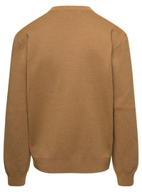 Gucci Men Beige Sweater With Interlocking G And V Neck In Wool Man