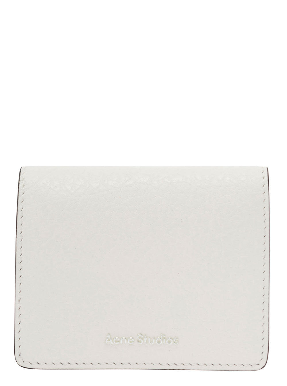ACNE STUDIOS Acne Studios Men White Card-Holder With Embossed Logo In Hammered Leather Man