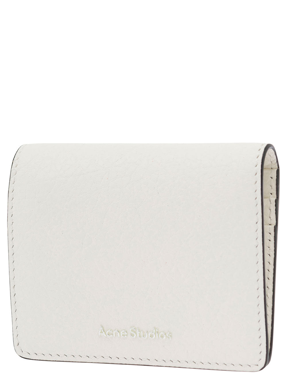ACNE STUDIOS Acne Studios Men White Card-Holder With Embossed Logo In Hammered Leather Man