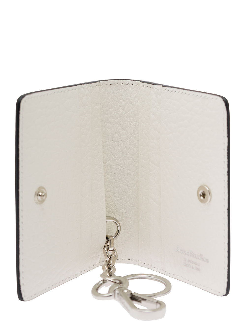 ACNE STUDIOS Acne Studios Men White Card-Holder With Embossed Logo In Hammered Leather Man