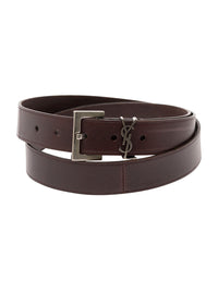 Saint Laurent Men 'Cassandre' Brown Belt With Logo Detail In Leather Man