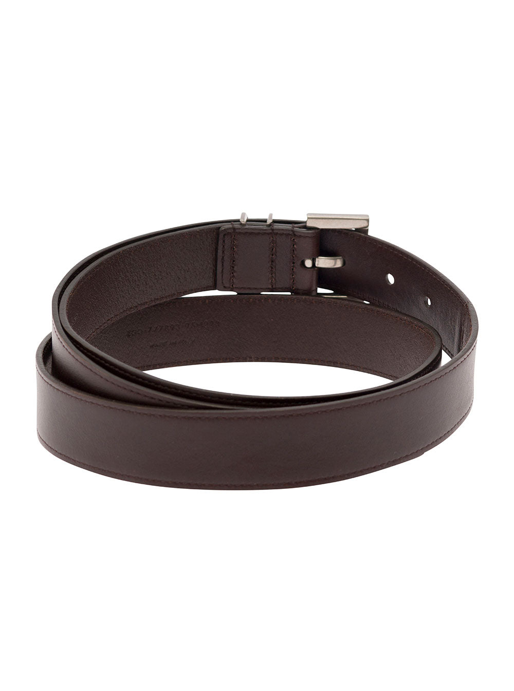 Saint Laurent Men 'Cassandre' Brown Belt With Logo Detail In Leather Man