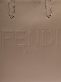 Fendi Men Beige Tote Bag With Embossed Logo In Leather Man