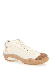 FENDI Fendi Men 'Fendi Lab' White Mid Top Sneakers With Fendi Shadow Motif In Cotton Man