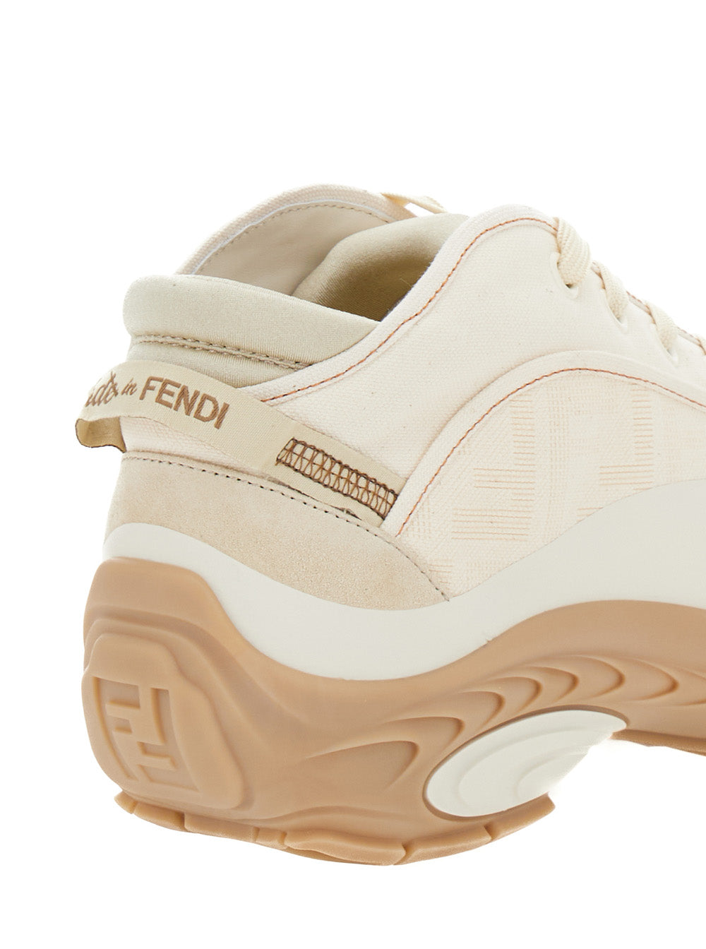 FENDI Fendi Men 'Fendi Lab' White Mid Top Sneakers With Fendi Shadow Motif In Cotton Man
