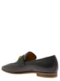 Gucci Men 'Paride' Black Loafers With Web And Horsebit Detail In Leather Man
