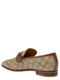 GUCCI Gucci Men 'Paride' Beige Loafers With Horsebit And Web Detail In Gg Supreme Canvas Man