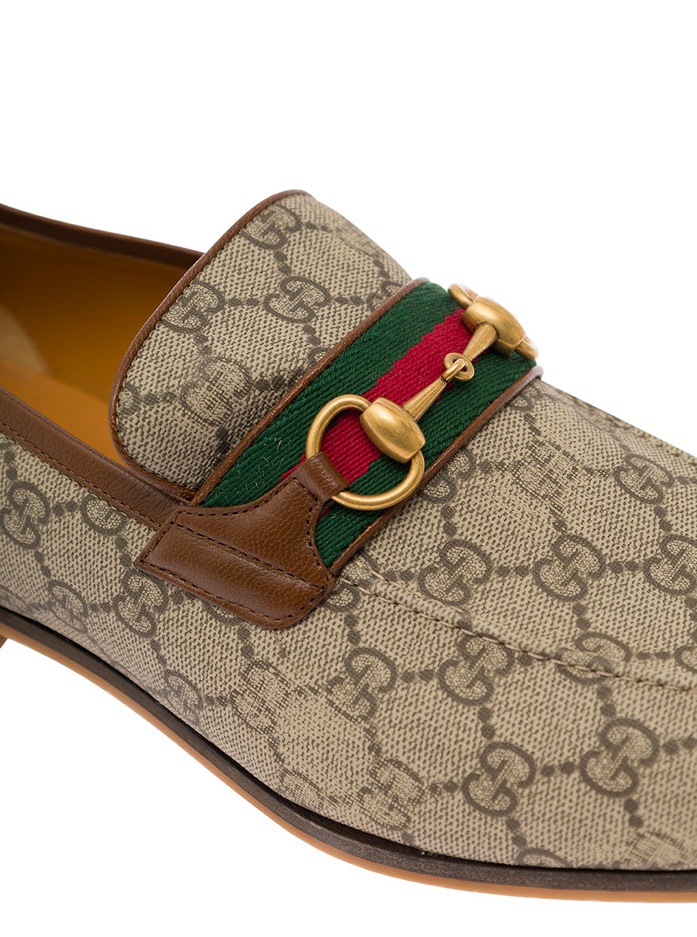 GUCCI Gucci Men 'Paride' Beige Loafers With Horsebit And Web Detail In Gg Supreme Canvas Man