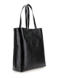 SAINT LAURENT Saint Laurent Men 'Bold' Black Tote Bag With Embossed Logo In Coated Crinkled Leather Man