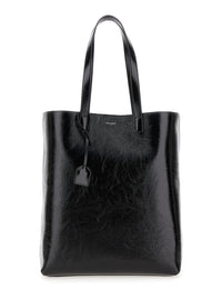 SAINT LAURENT Saint Laurent Men 'Bold' Black Tote Bag With Embossed Logo In Coated Crinkled Leather Man