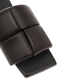 Bottega Veneta Women Black Flat Mules With Padded Intreccio Band In Leather Woman