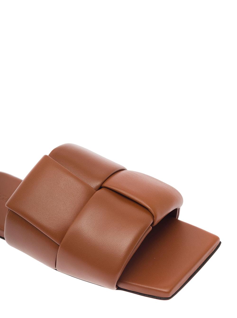BOTTEGA VENETA Bottega Veneta Women Brown Flat Mules With Padded Intreccio Band In Leather Woman