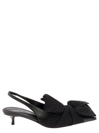 Balenciaga Women Black Slingback Pumps With Knot Detail In Leather And Cotton Woman