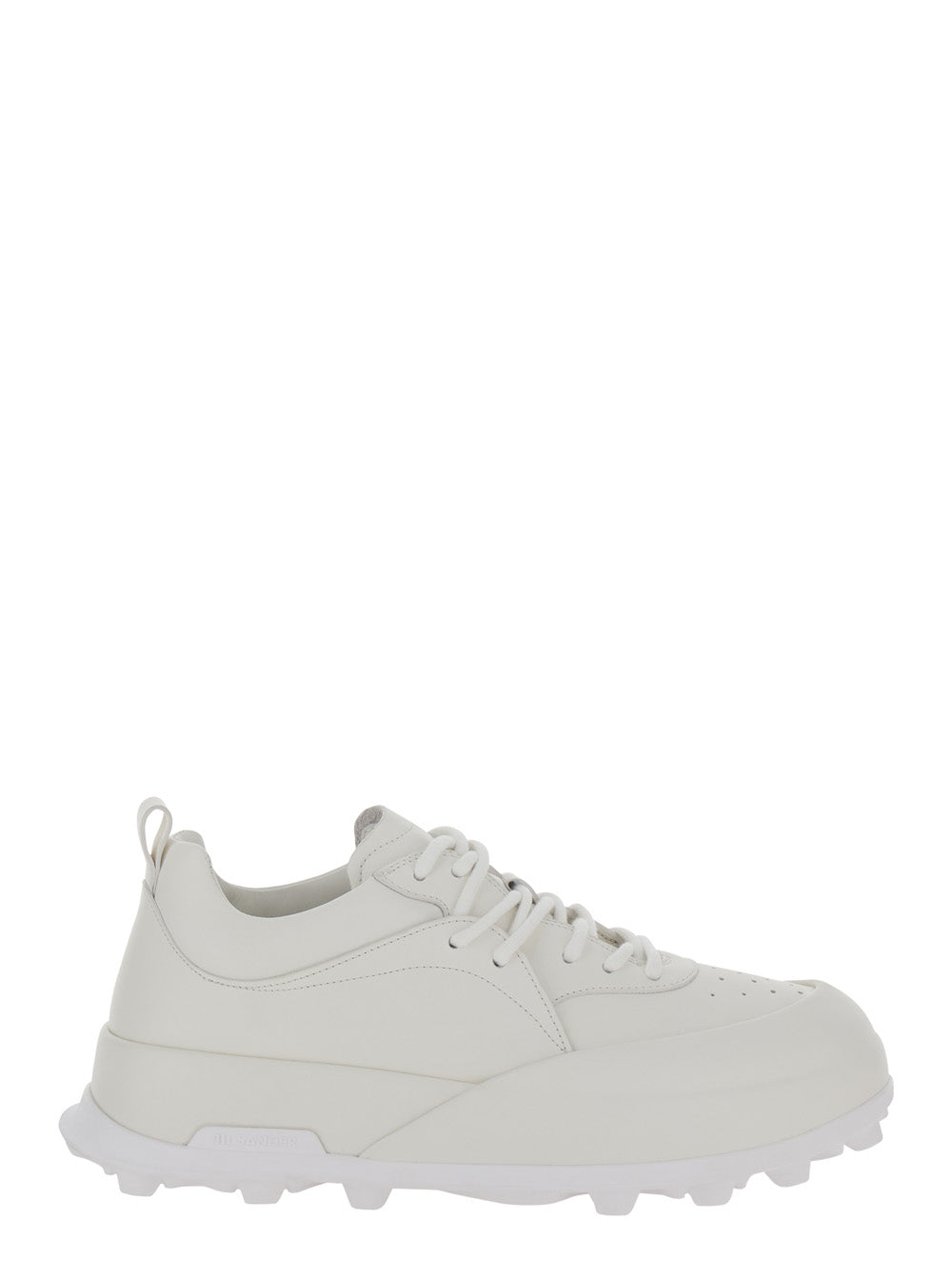 Jil Sander Men 'Orb' White Low Top Sneakers With Cleated Sole In Leather Man