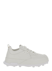 Jil Sander Men 'Orb' White Low Top Sneakers With Cleated Sole In Leather Man