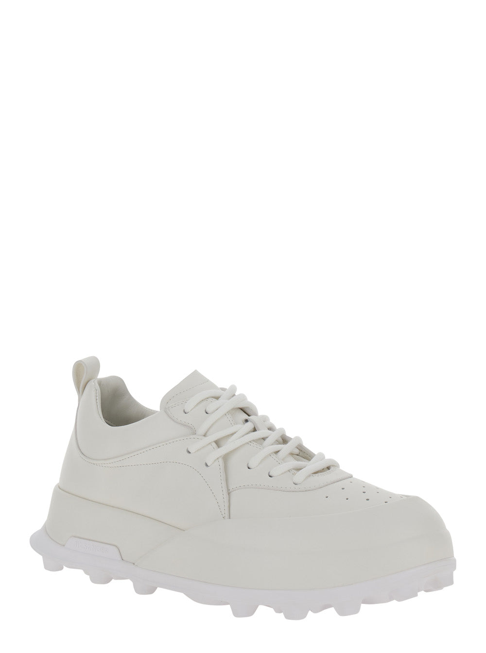 Jil Sander Men 'Orb' White Low Top Sneakers With Cleated Sole In Leather Man
