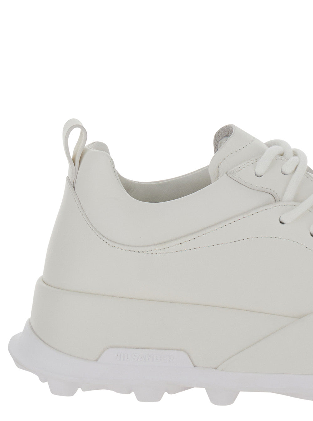 Jil Sander Men 'Orb' White Low Top Sneakers With Cleated Sole In Leather Man