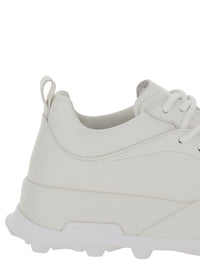 Jil Sander Men 'Orb' White Low Top Sneakers With Cleated Sole In Leather Man
