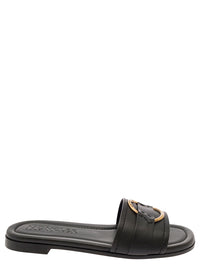 MONCLER Moncler Women 'Bell' Black Slide With Heel In Leather Woman