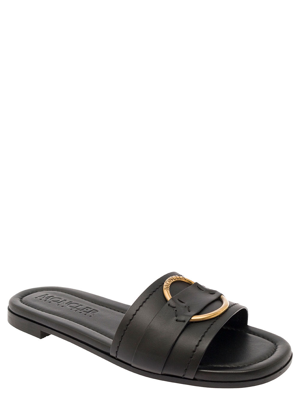 MONCLER Moncler Women 'Bell' Black Slide With Heel In Leather Woman