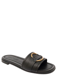 MONCLER Moncler Women 'Bell' Black Slide With Heel In Leather Woman