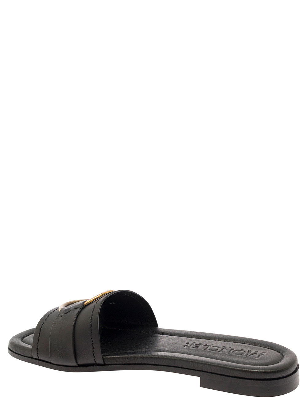 MONCLER Moncler Women 'Bell' Black Slide With Heel In Leather Woman