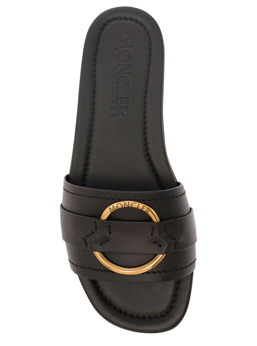 MONCLER Moncler Women 'Bell' Black Slide With Heel In Leather Woman