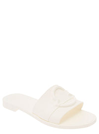 Moncler Women 'Mon' White Slide With Heel In Rubber Woman