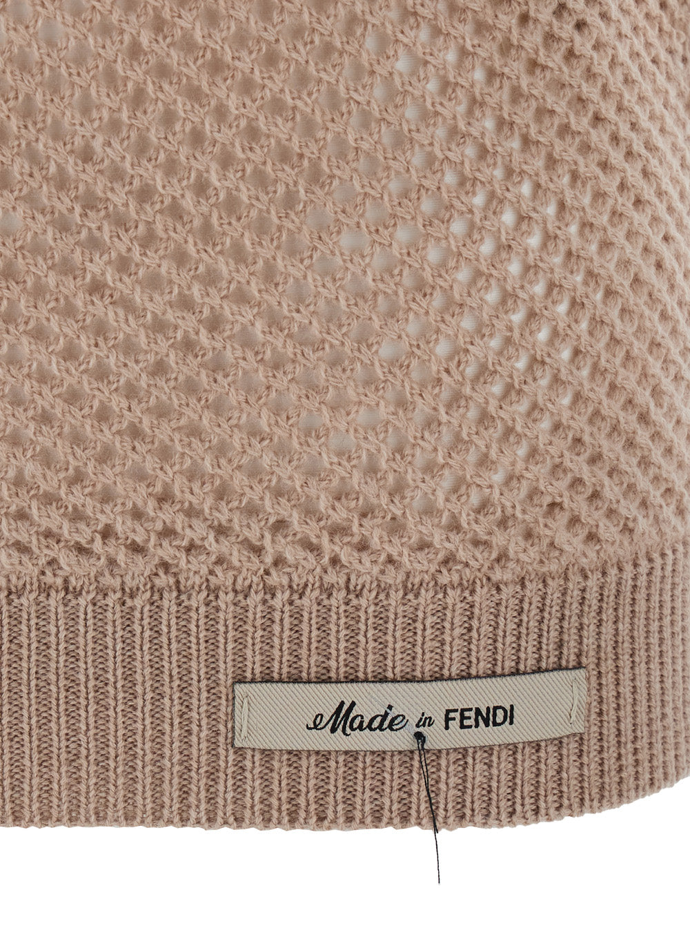 Fendi Men Beige Open Knit Work Sweater In Wool Man