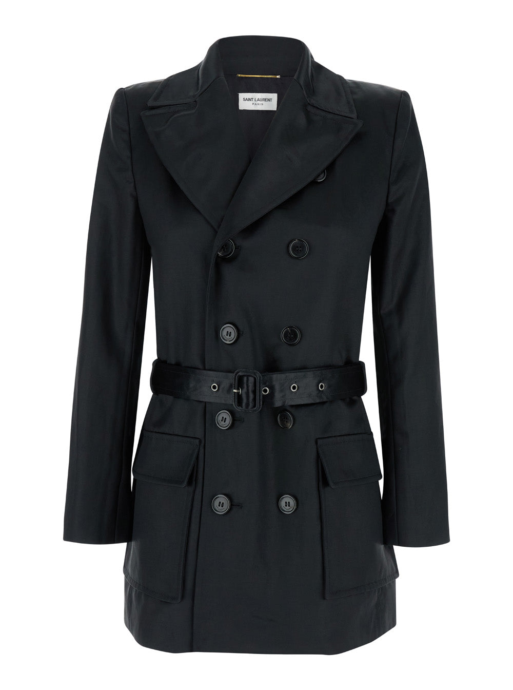 SAINT LAURENT Saint Laurent Women Black Double-Breasted Jacket In Cotton Woman