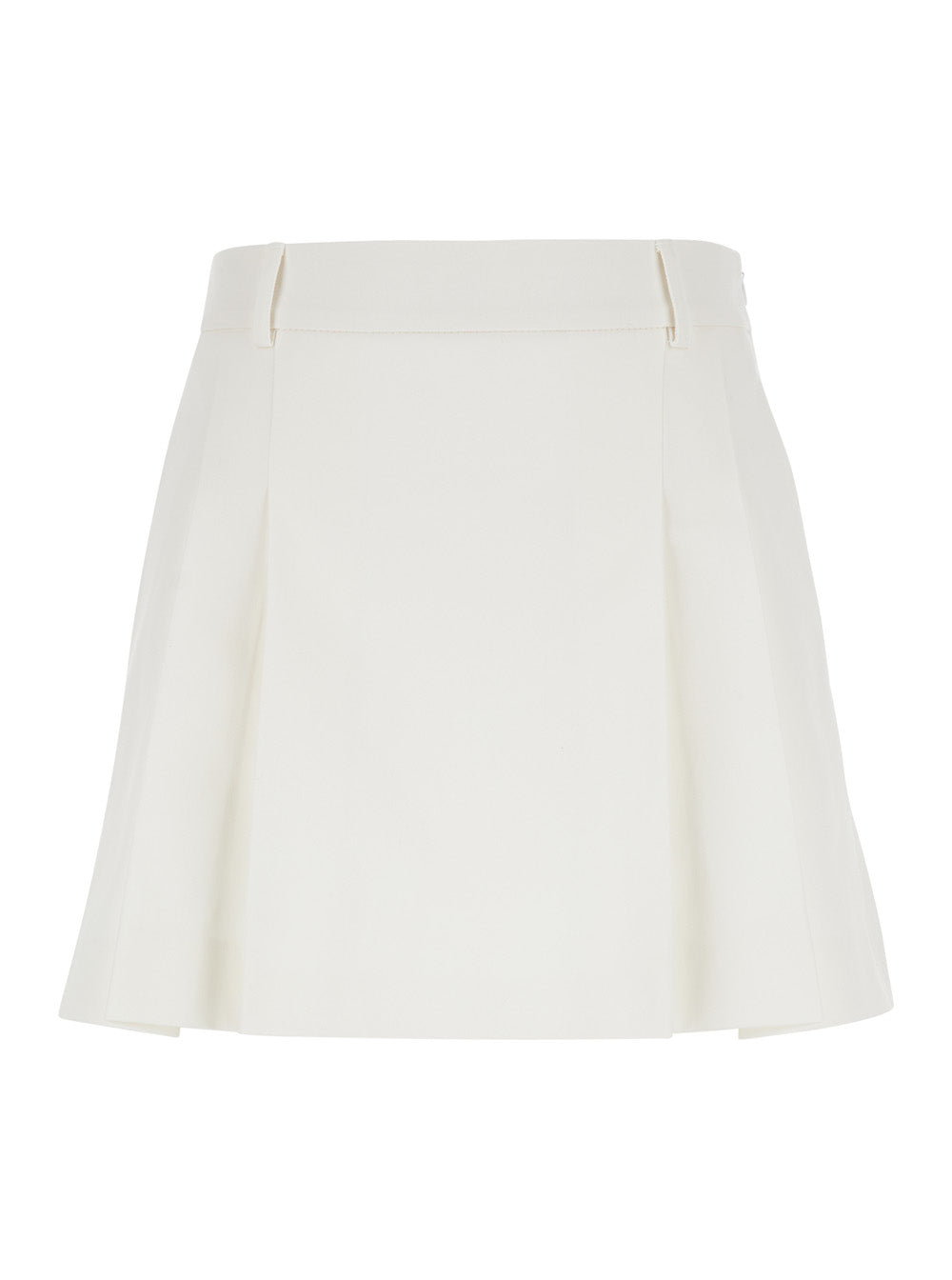 Leplain Women White Mini Pleated Skirt With Belt Loops In Fabric Woman