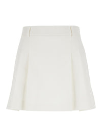 Leplain Women White Mini Pleated Skirt With Belt Loops In Fabric Woman