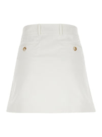 Leplain Women White Mini Pleated Skirt With Belt Loops In Fabric Woman